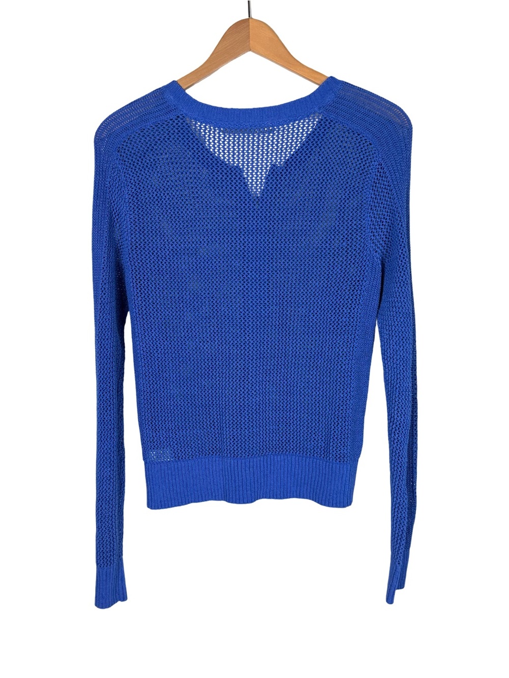 Athleta Caspian Blue Sweater Zip Open Knit Cardigan S Tennis Preppy Resortwear - Picture 2 of 8